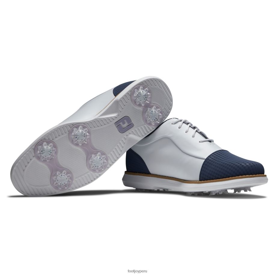 naval Blanca Footjoy tradiciones blanco-azul marino - mujeres con punta de escudo 8V040510