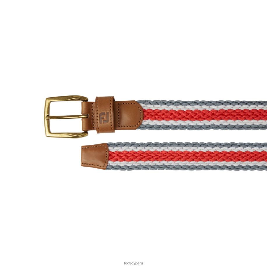 grafito-blanco-coral Footjoy cinturón trenzado rayas grafito-blanco-coral 8V0401612