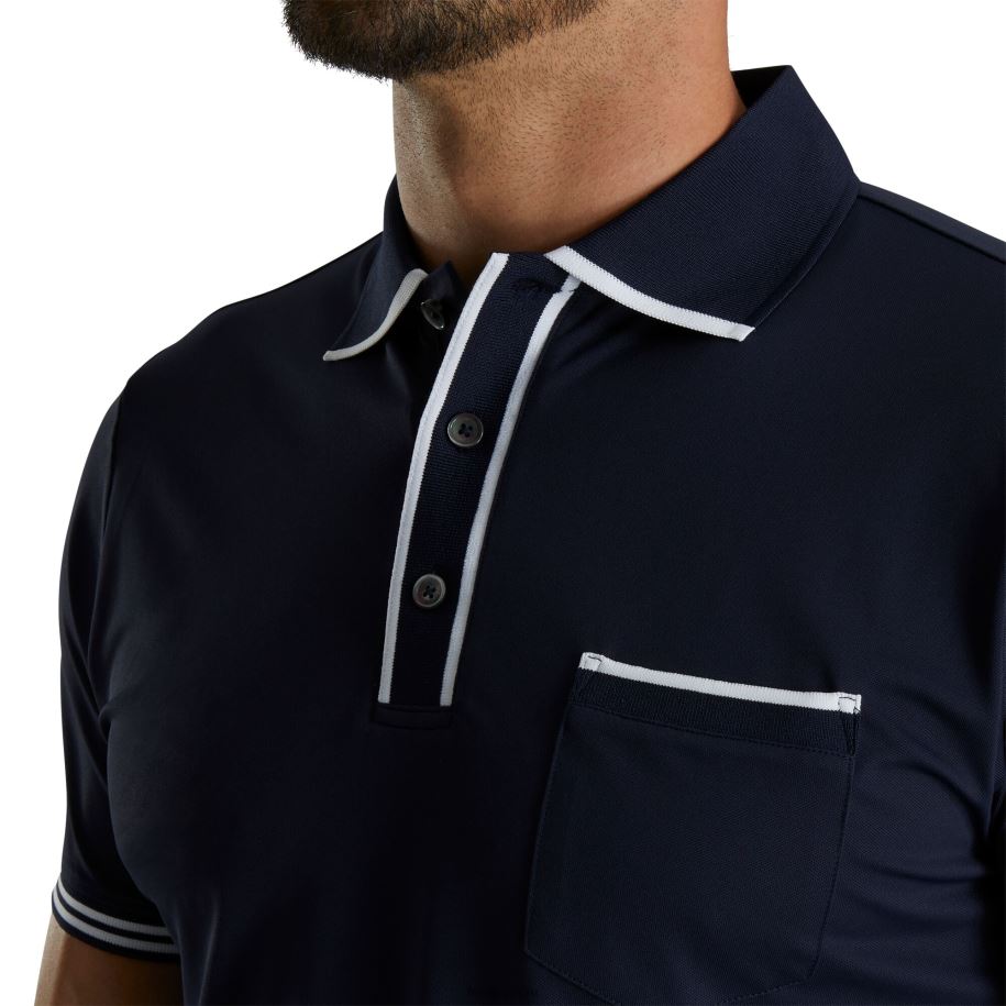 Armada Footjoy polo de piqué con ribetes azul marino 8V0401238
