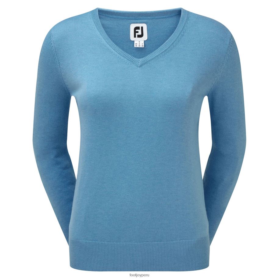 azul claro Footjoy Jersey azul claro con cuello de pico en mezcla de lana para mujer 8V040758
