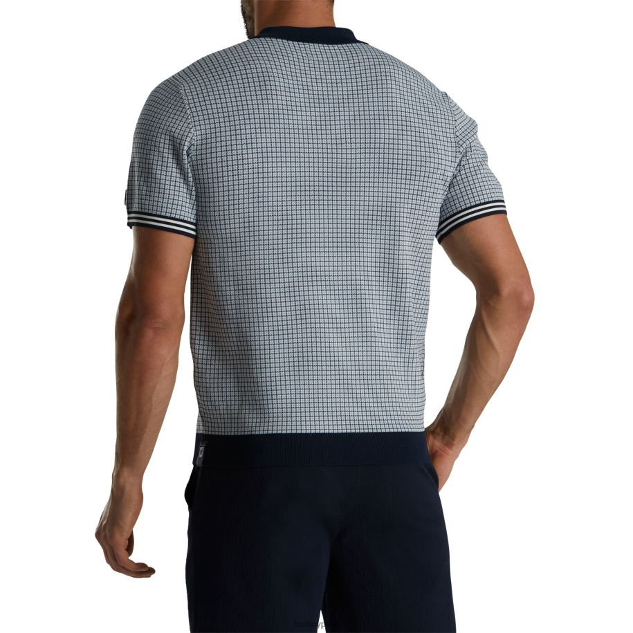 azul marino-blanco-azul Footjoy Jersey pata de gallo polo punto marino-blanco-azul 8V0401240