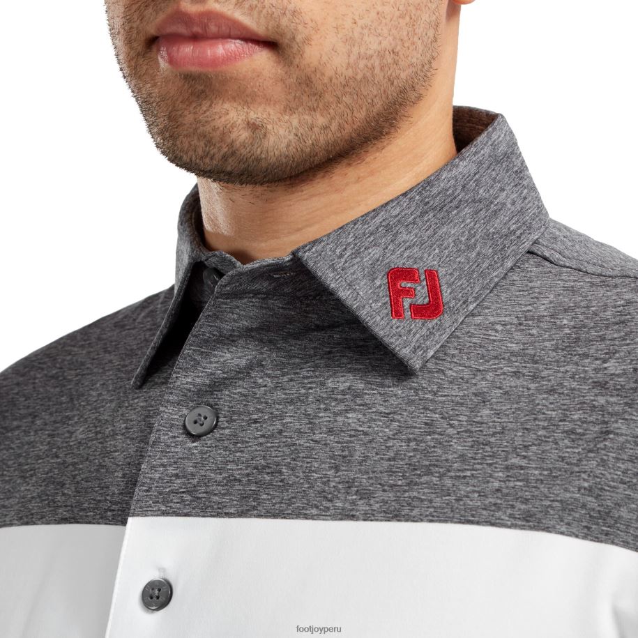 azul marino-blanco-rojo Footjoy Camisas de rendimiento Lisle con bloques de color jaspeado azul marino-blanco-rojo 8V040454