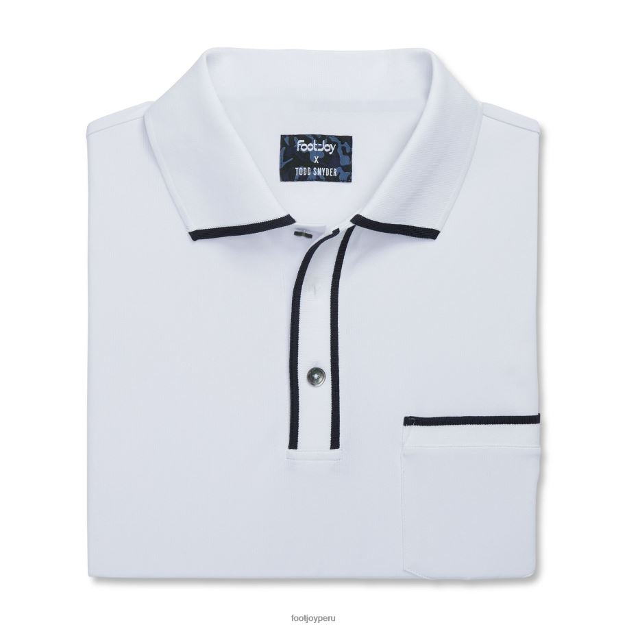 blanco Footjoy polo de piqué con ribetes blanco 8V040427