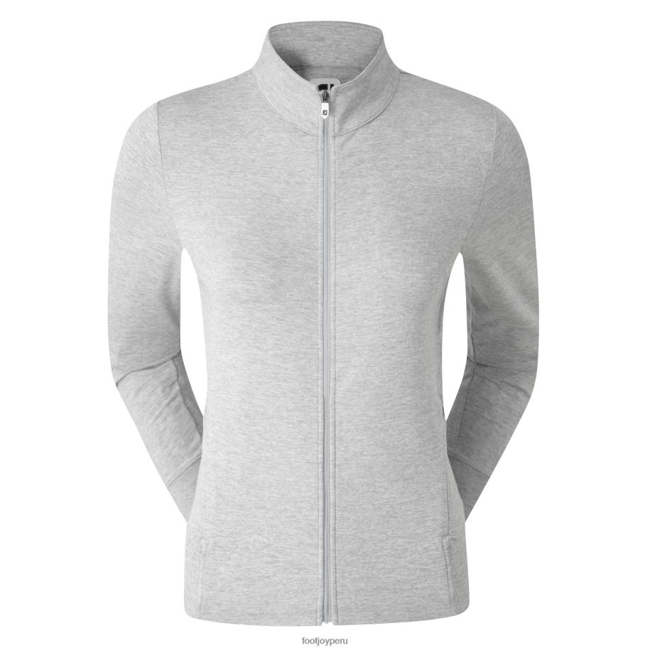 cuero gris Footjoy capa intermedia de punto con cremallera completa para mujer gris jaspeado 8V040724